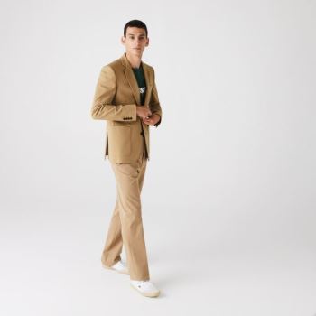 Lacoste Stretch Buttoned Straight Fit Cotton Blazer - Blejzr Pánské Béžový | CZ-VcEgHF